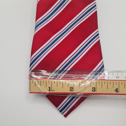 M&S Red Stripe Mens Silk Tie Classic Designer Necktie Formal Business Striped Vintage Mens Tie UK BX8