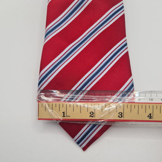 M&S Red Stripe Mens Silk Tie Classic Designer Necktie Formal Business Striped Vintage Mens Tie UK BX8