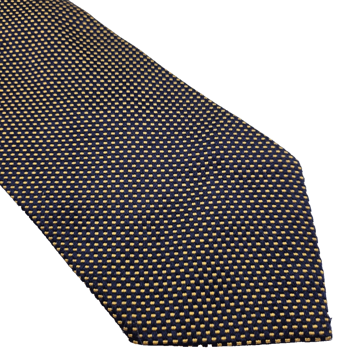 Aquascutum Mens Silk Tie Yellow Polka Dot Textured Vtg Retro Wedding Neck Tie R1