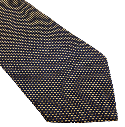 Aquascutum Mens Silk Tie Yellow Polka Dot Textured Vtg Retro Wedding Neck Tie R1