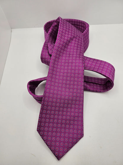Austin Reed Silk Tie Mens Pink Woven Geometric Medallion Vintage Neck Tie BX21