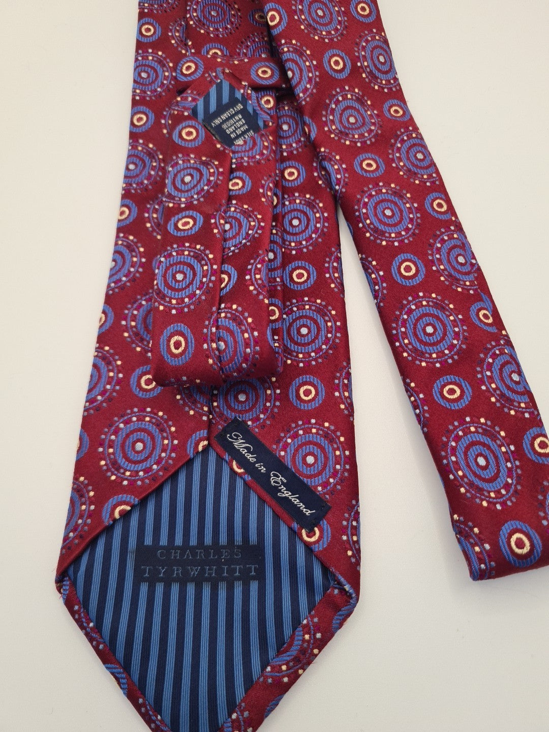 Charles Tyrwhitt Maroon Circle Retro Mens Silk Tie Classic Designer Necktie Vintage Mens Tie UK BX13