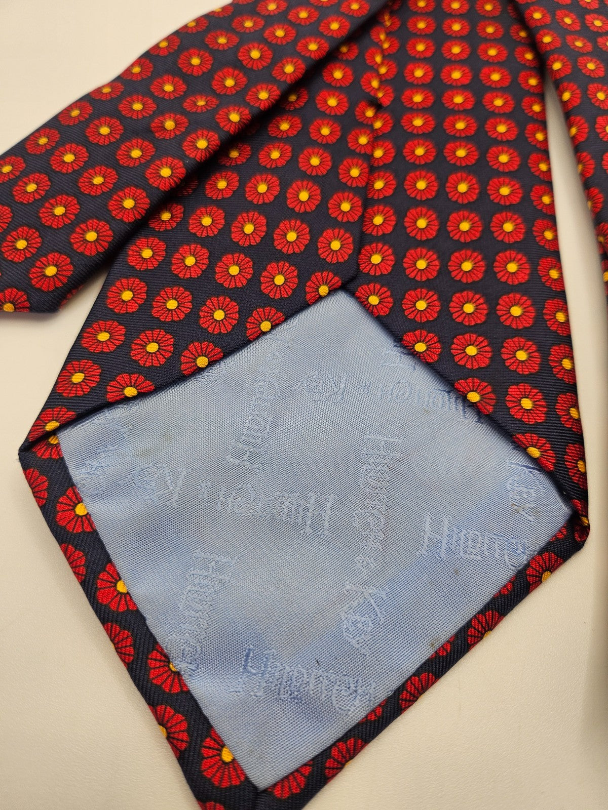 Hilditch & Key Red Floral Medallion Silk Tie