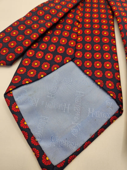 Hilditch & Key Red Floral Medallion Silk Tie