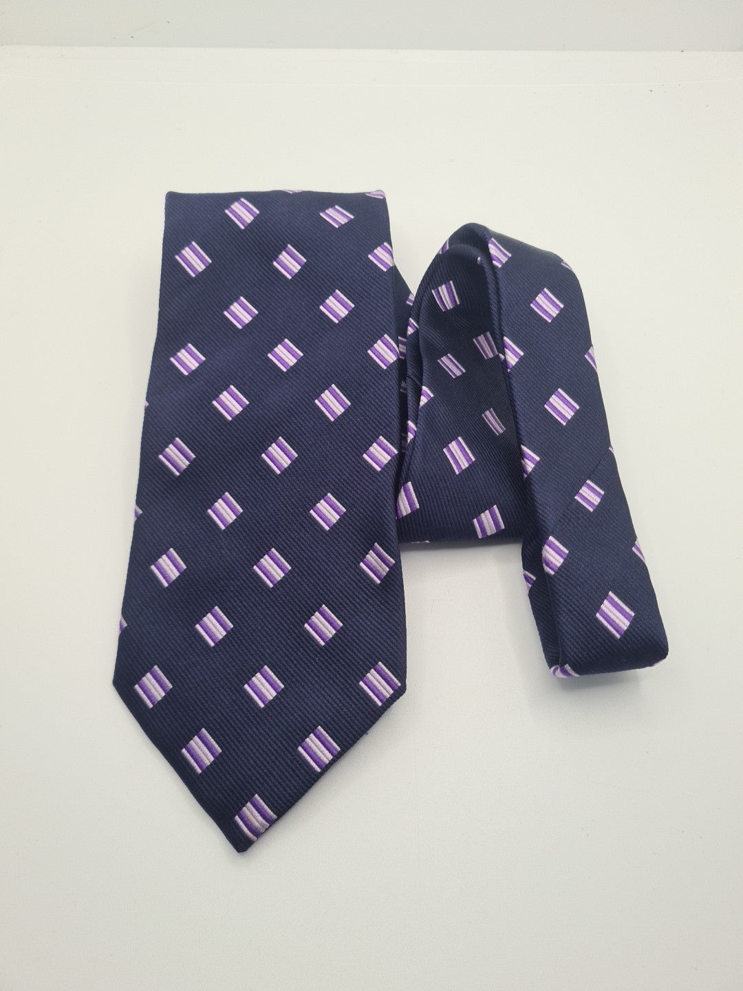 Charles Tyrwhitt Blue Diamond Pattern Mens Silk Tie Designer Necktie Formal Vintage Mens Tie UK BX8