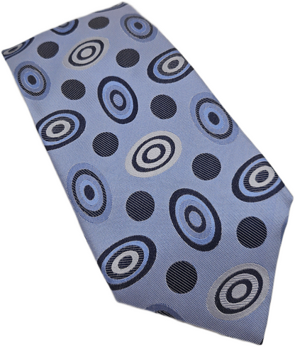 Van Buck Silk Tie Mens Blue White Geometric Pattern Vintage Wedding Neck Tie BX2