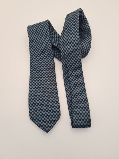 Hugo Boss Skinny Thin Green Pattern Silk Tie | Designer Mens Tie UK  BX10