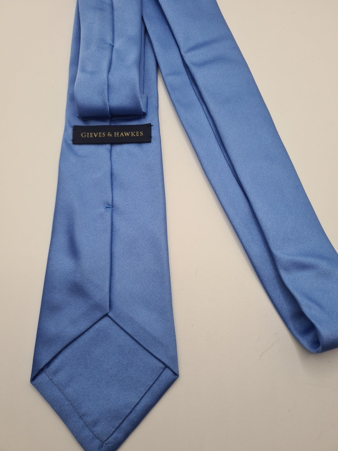 Gieves & Hawkes Plain Blue Mens Silk Tie Classic Designer Necktie Vintage Mens Tie UK BX12