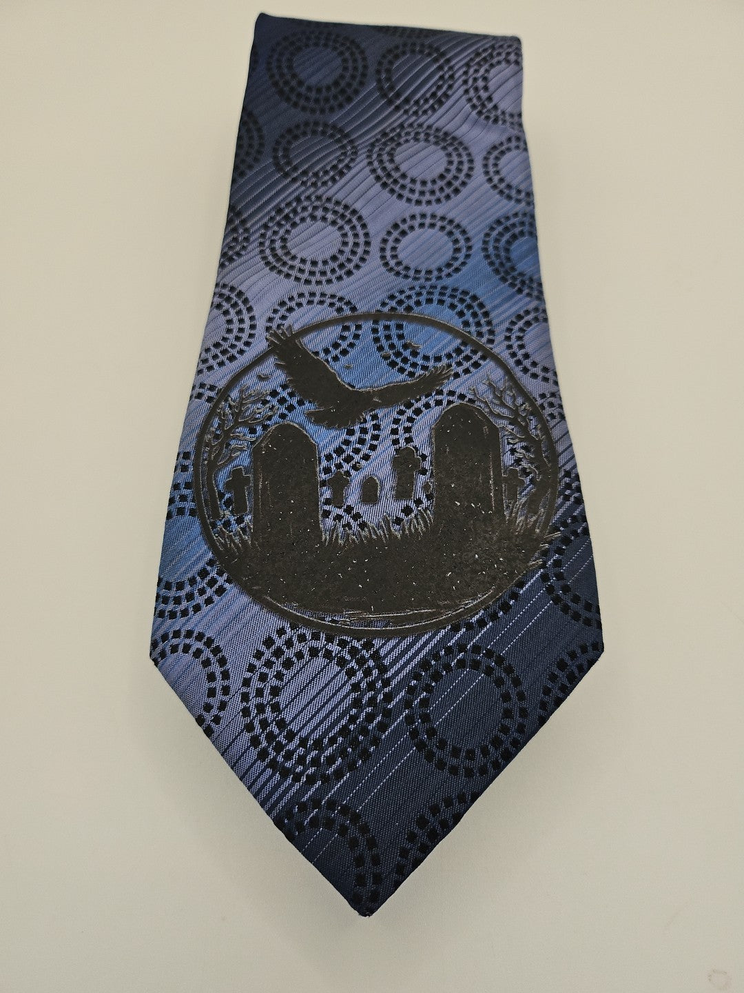 Crow gothic Tie | Reworked Vintage Mens Tie UK | Statement Novelty BX13