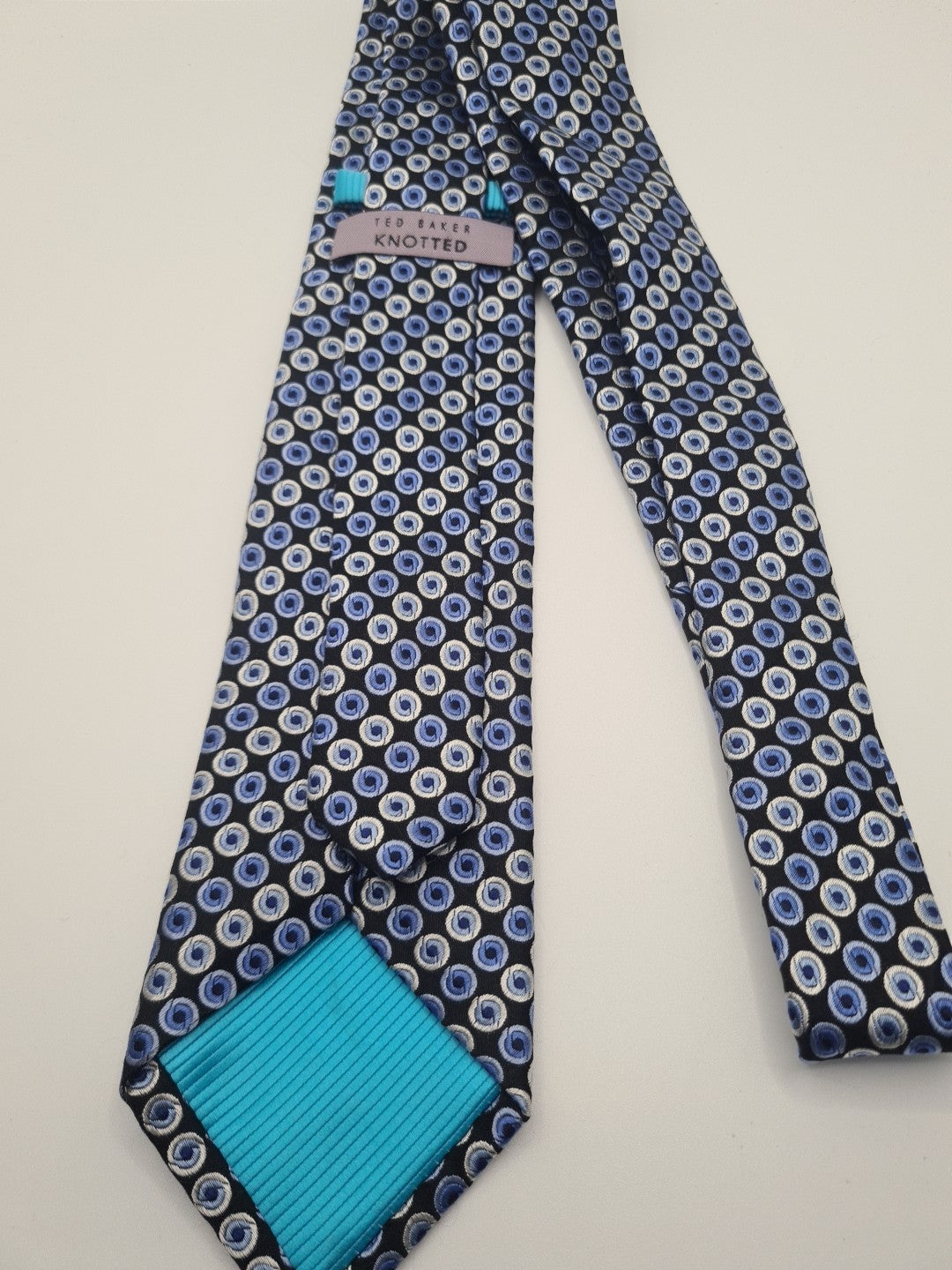 Ted Baker Black Blue Spotted Mens Silk Tie Classic Designer Necktie Formal Spotted Vintage Mens Tie UK BX8