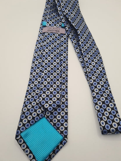 Ted Baker Black Blue Spotted Mens Silk Tie Classic Designer Necktie Formal Spotted Vintage Mens Tie UK BX8