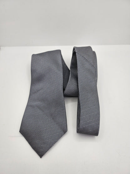 Hawes & Curtis Navy Blue White Micro Check Silk Tie