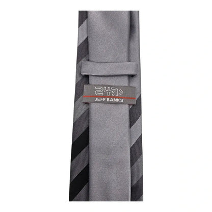 Jeff Banks Grey & Black Striped Wedding formal Neck tie  Style Tie