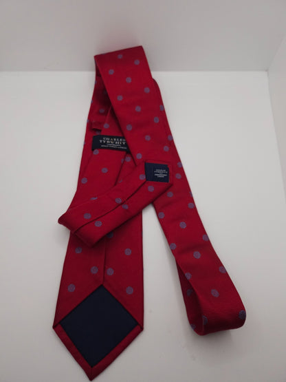 Charles Tyrwhitt Silk Tie Mens Red Blue Medallion Pattern Classic Necktie BX13