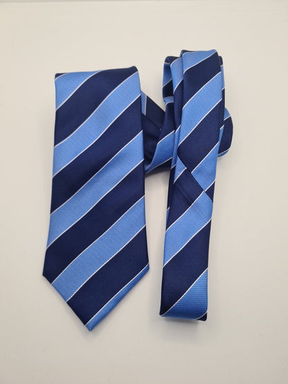 M & S Blue Stripe Pattern Mens Silk Tie Classic Designer Necktie Striped Vintage Mens Tie UK BX11