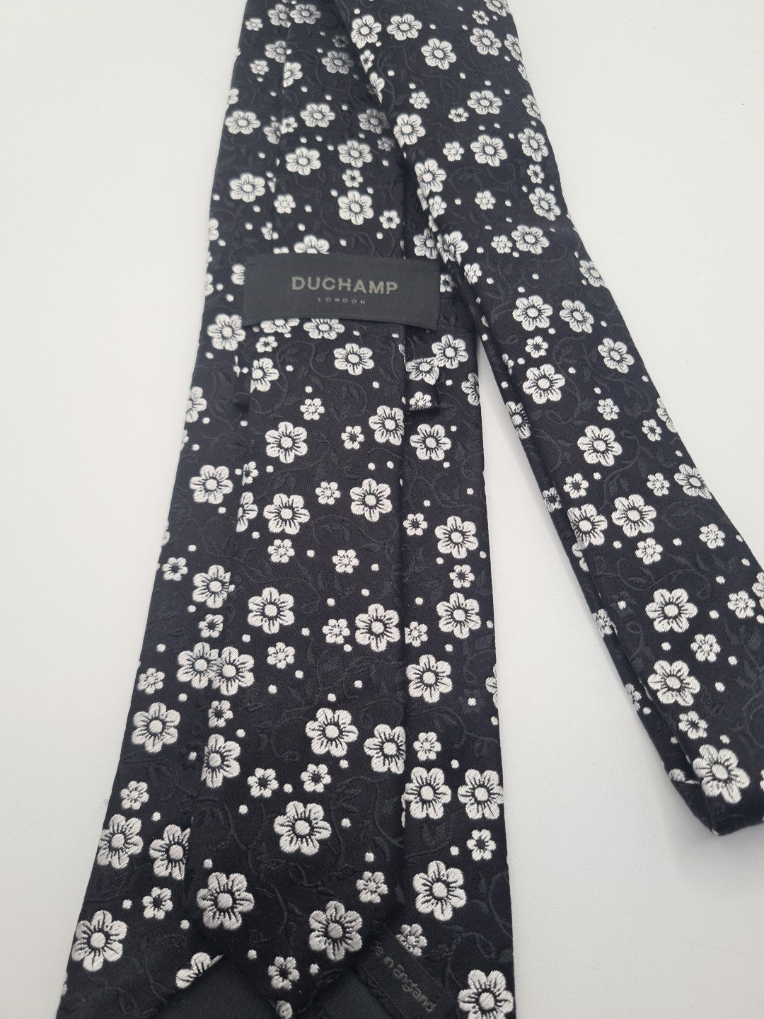 Ducham Black flower pattern Mens Silk Tie Classic Designer Necktie Formal Vintage Mens Tie UK BX4