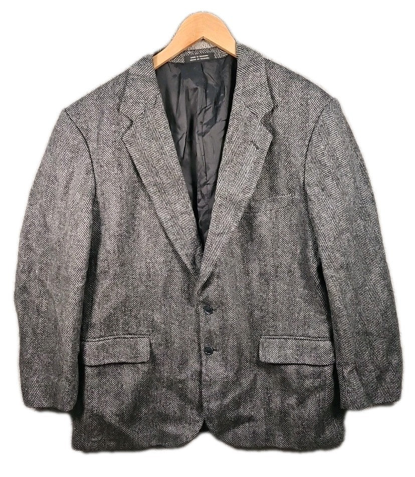Men’s Harris Tweed Jacket 46R Chest Grey Herringbone Pattern TB3