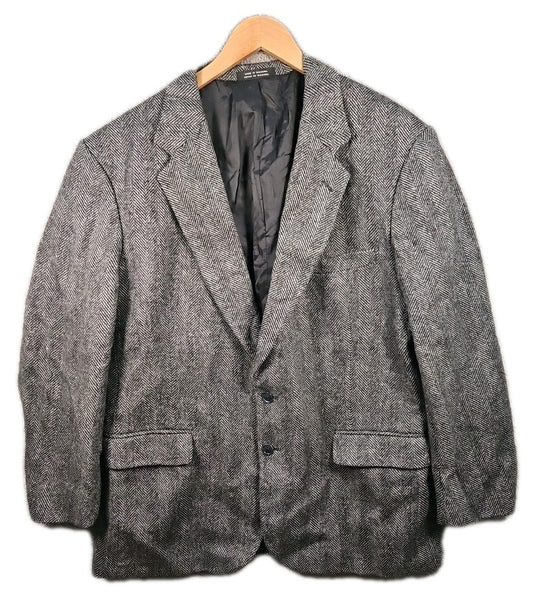 Men’s Harris Tweed Jacket 46R Chest Grey Herringbone Pattern TB3