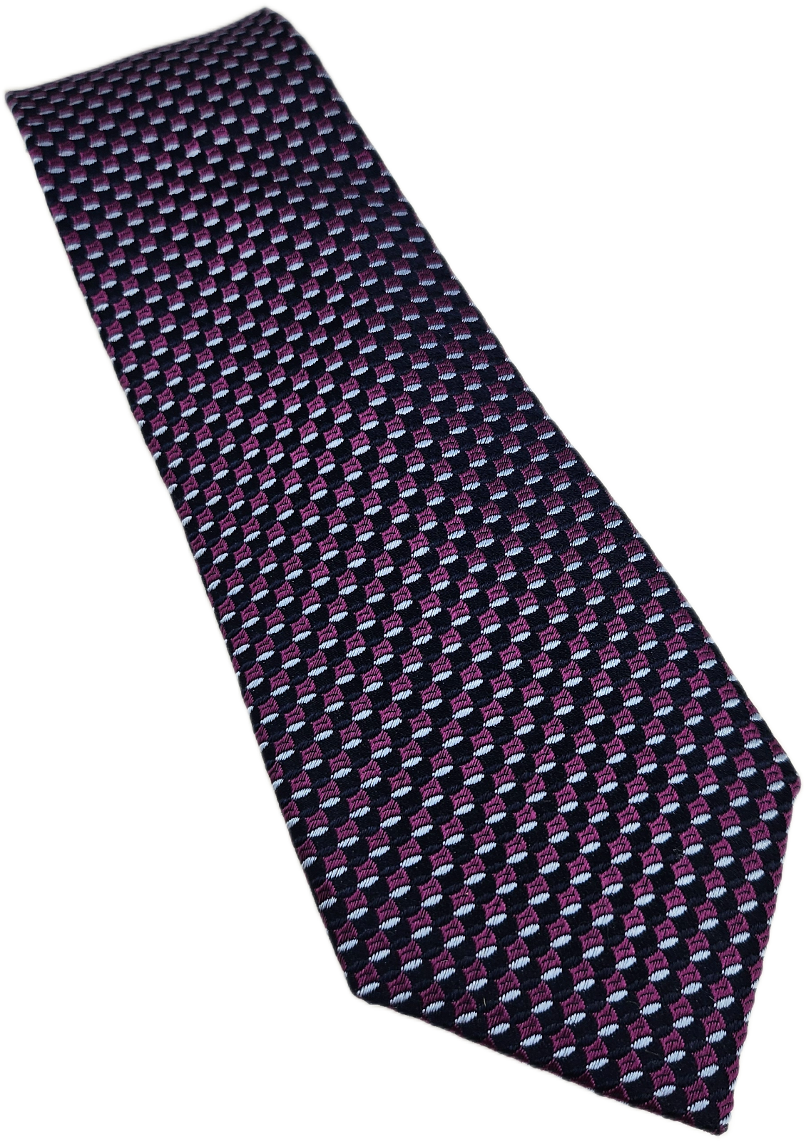 Charles Tyrwhitt Silk Tie Mens Purple Black Geometric Retro Vintage Necktie BX26