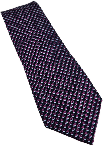 Charles Tyrwhitt Silk Tie Mens Purple Black Geometric Retro Vintage Necktie BX26