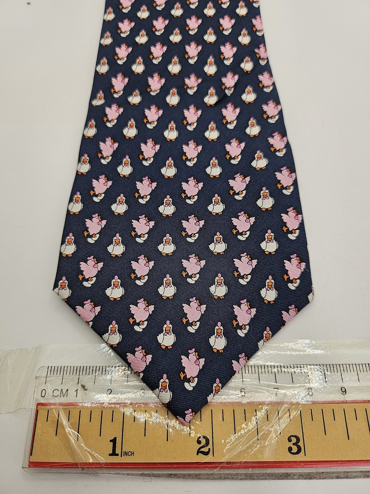 Michelsons of London Mens Silk Tie Navy Pink Pig Novelty Vtg Retro Neck Tie