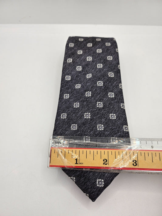 Ted Baker Knotted Silk Tie Mens Grey Geometric Designer Retro Vtg Neck Tie BX26