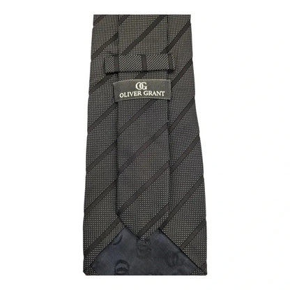 Oliver Grant Black Silk Tie Wedding formal Neck tie  Dot Stripe Pattern