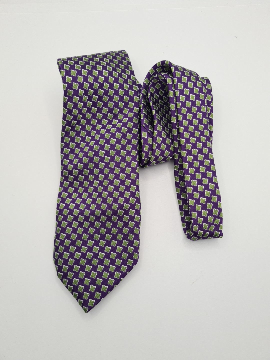 Purple Green Pattern Mens Silk Tie Classic Designer Necktie Vintage Mens Tie UK BX11
