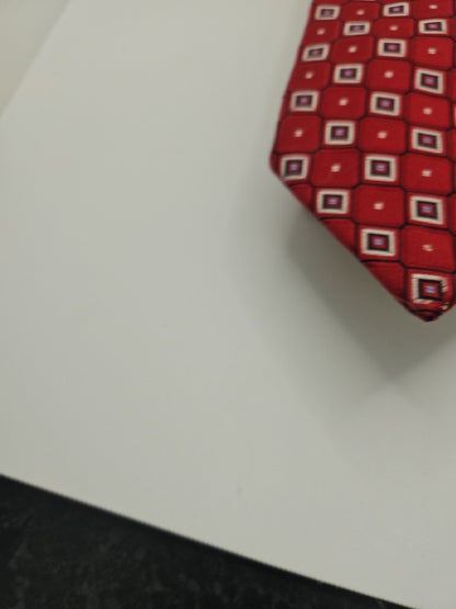 Donald J Trump Red Geometric Mens Silk Tie Wedding Formal Neck Tie BX16