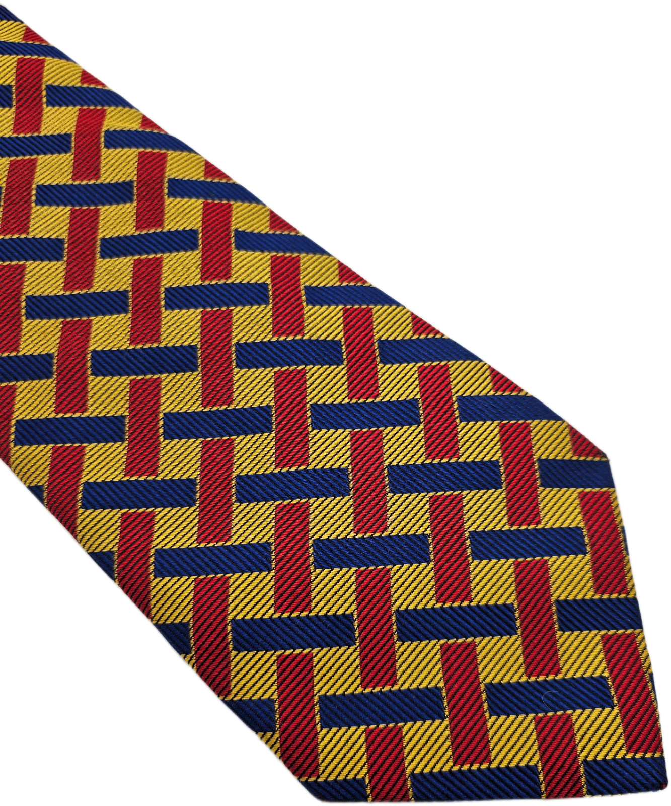 T.M. Lewin & Sons Silk Tie Mens Multi Interlocking Basketweave Vtg Neck Tie BX26