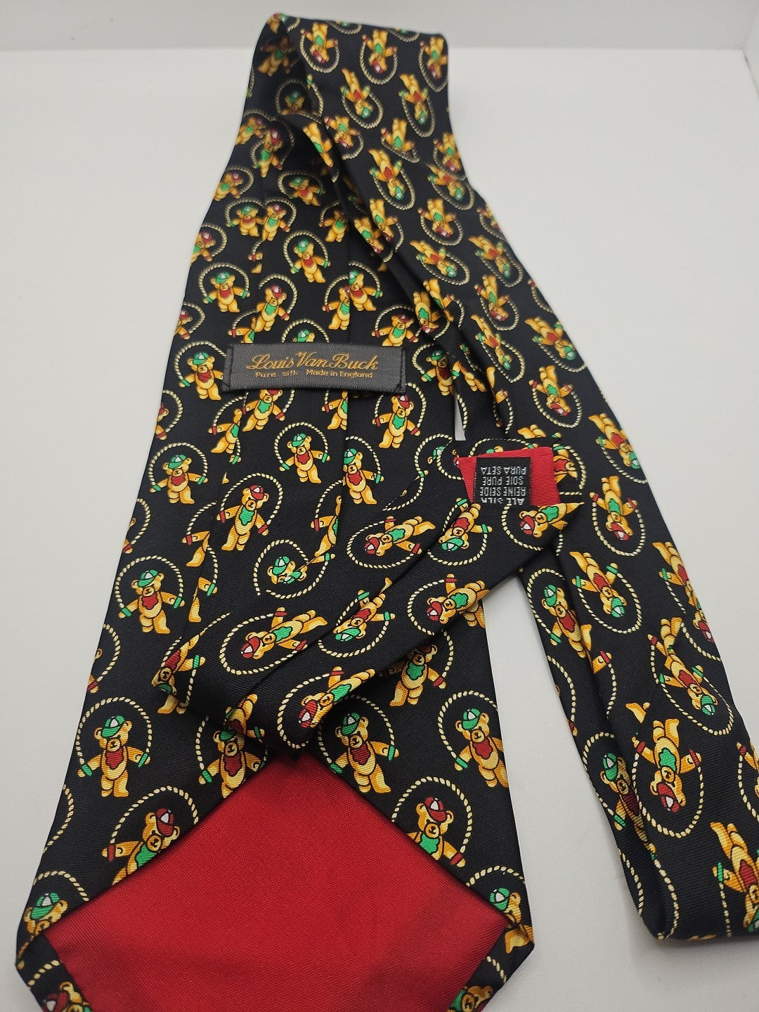 Vintage Van Buck Teddy Bear Print Mens Silk Tie Wedding Formal Neck Tie BX15