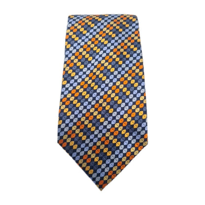 Saville Row Geometric pattern Blue Mens Silk Tie Classic Designer Necktie Geometric Vintage Mens Tie UK BX8