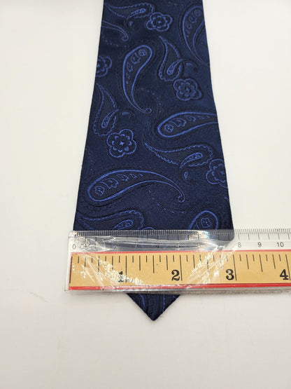 Moss Esq Silk Tie Mens Navy Blue Royal Woven Jacquard Paisley Retro Neck Tie BX1