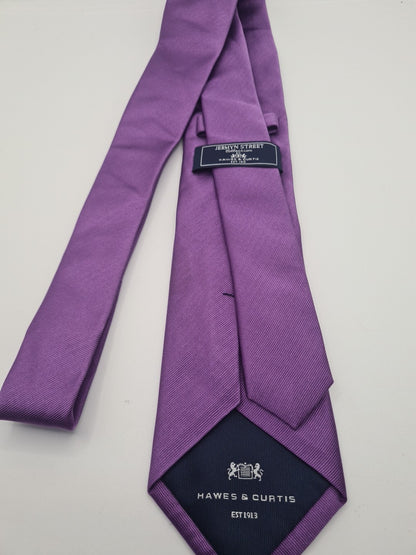 Hawes & Curtis Plain Purple Mens Silk Tie Classic Designer Necktie Formal Vintage Mens Tie UK BX5