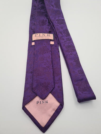 Thomas Pink Purple Floral Mens Silk Tie Classic Designer Necktie Formal Vintage Mens Tie UK BX10