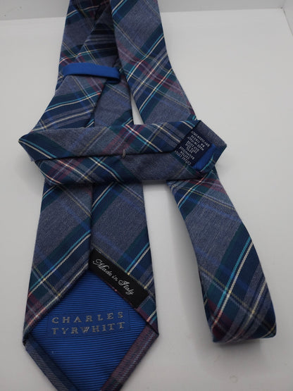 Charles Tyrwhitt Blue Tartan Plaid Silk Tie