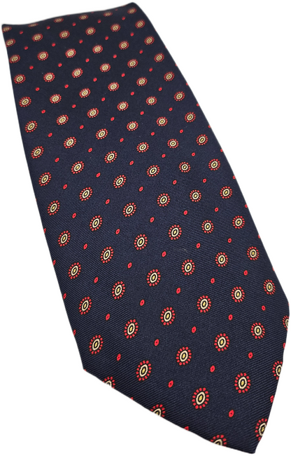 Liberty Silk Tie Mens Navy Blue Polka Floral Retro Vintage Wedding Necktie BX12