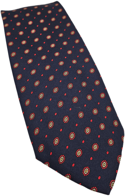Liberty Silk Tie Mens Navy Blue Polka Floral Retro Vintage Wedding Necktie BX12