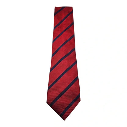 TM Lewin Men's Red & Navy Slim Stripe Silk Tie
