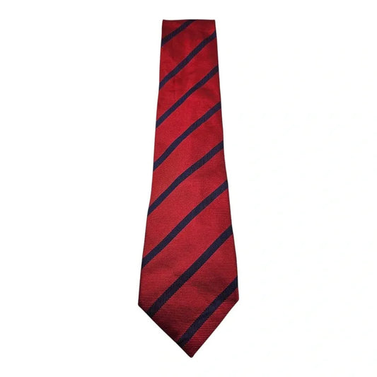 TM Lewin Men's Red & Navy Slim Stripe Silk Tie