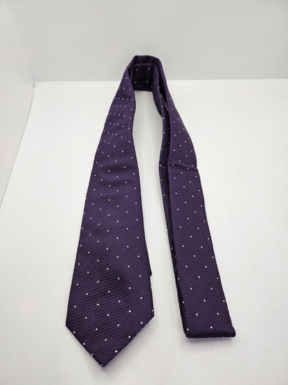 John Franzcomb Silk Tie Mens Purple Polka Dot Wedding Designer Vtg Neck Tie BX23