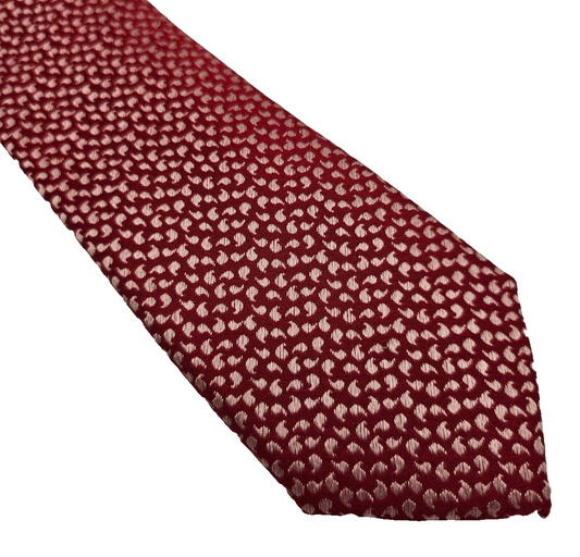 Ted Baker Mens Silk Tie Red White Geometric Skinny Vtg Retro Wedding Neck Tie R1