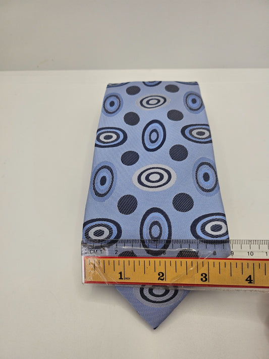 Van Buck Silk Tie Mens Blue White Geometric Pattern Vintage Wedding Neck Tie BX2