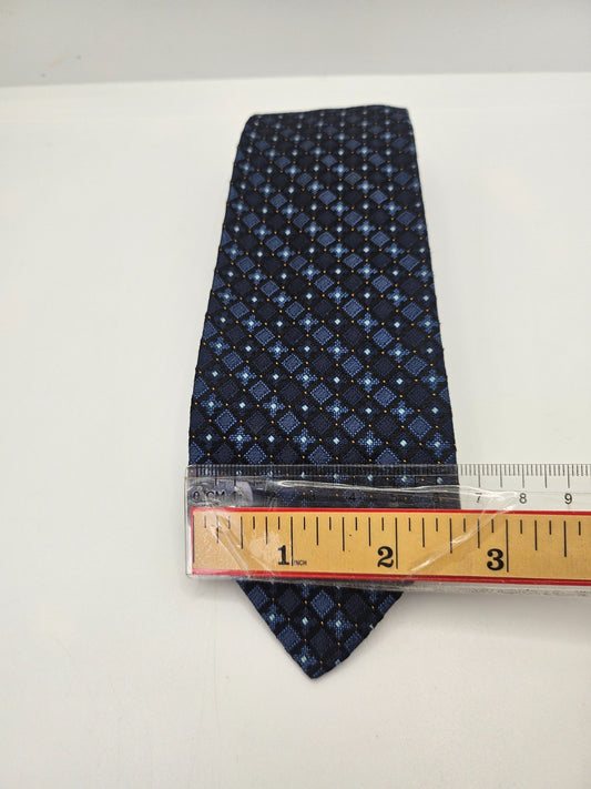 Harrods Silk Tie Mens Blue Geometric Designer Luxury Vtg Wedding Neck Tie BX20