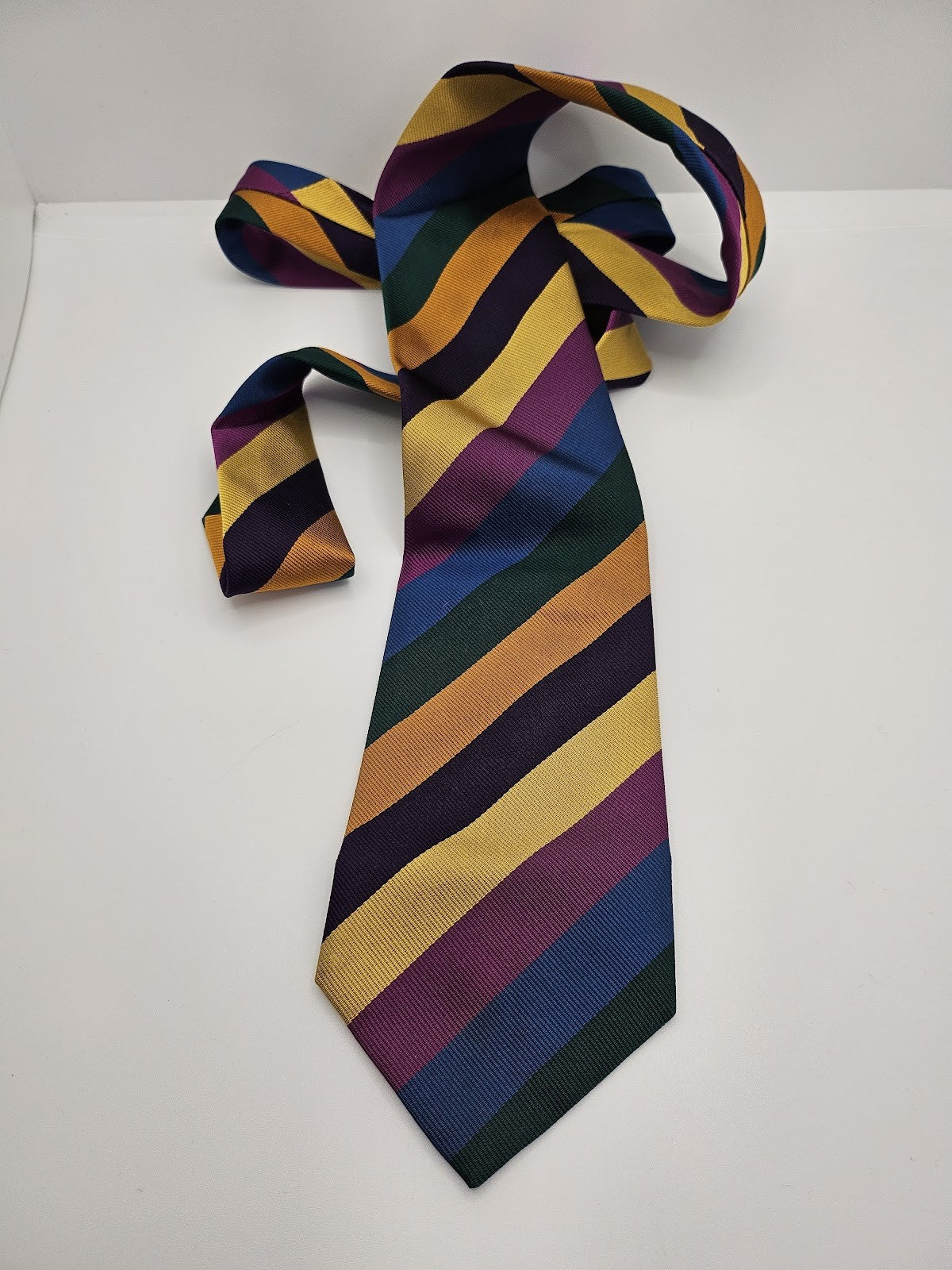 Austin Reed Mens Silk Tie Multicoloured Striped Vtg Retro Wedding Neck Tie