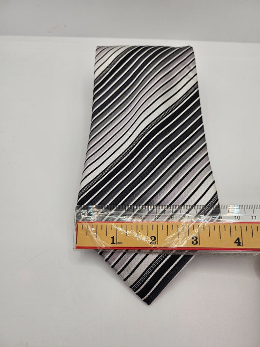 Baumler Silk Tie Mens Black Grey Diagonal Striped Business Wedding Neck Tie BX26