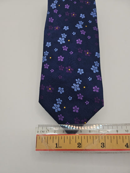 Baumler Blue Flower Pattern Mens Silk Tie Wedding Formal Neck Tie BX15