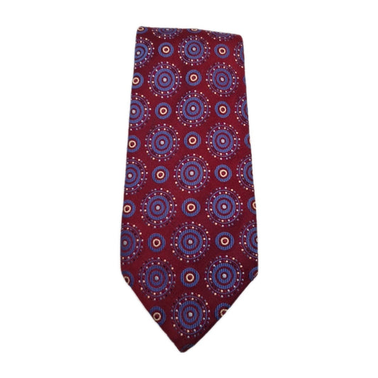 Charles Tyrwhitt Maroon Circle Retro Mens Silk Tie Classic Designer Necktie Vintage Mens Tie UK BX13