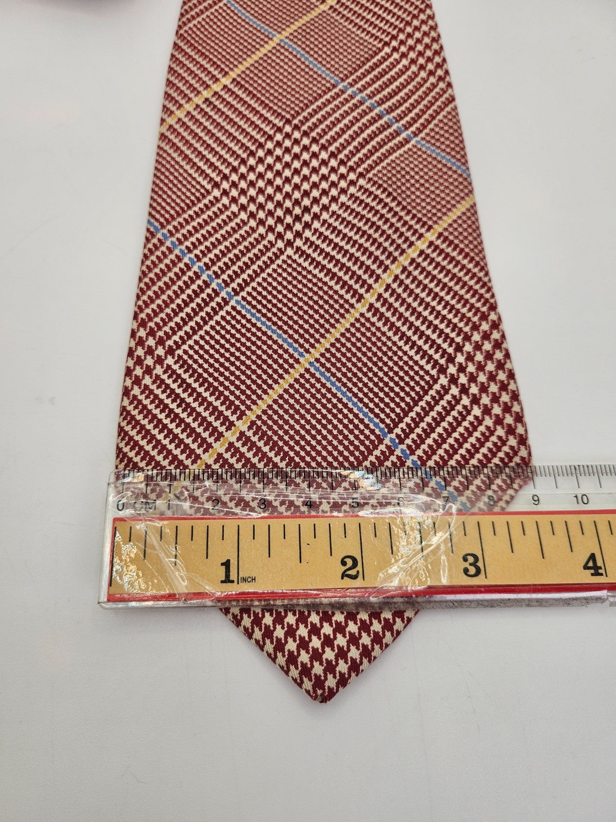 Gieves & Hawkes Mens Silk Tie Red Plaid Tartan Vtg Retro Wedding Neck Tie R9