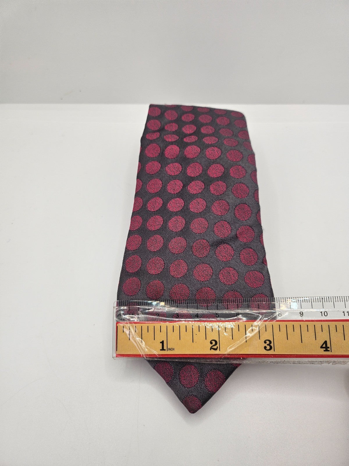 PINK London Silk Tie Mens Charcoal Pink Polka Dot Designer Business Neck Tie BX2
